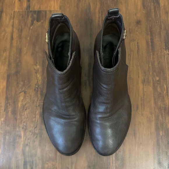 TORY BURCH Lexi Leather Ankle Boots Booties Pull On in Brown - Picture 4 of 11